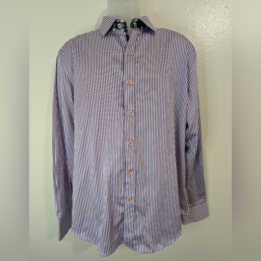 Robert Graham Dopamine Dressing Preppy Academia Bold Elevated Classic Shirt LG